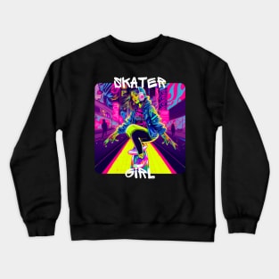 Skater Girl - cool girl skates on the street 3 Crewneck Sweatshirt